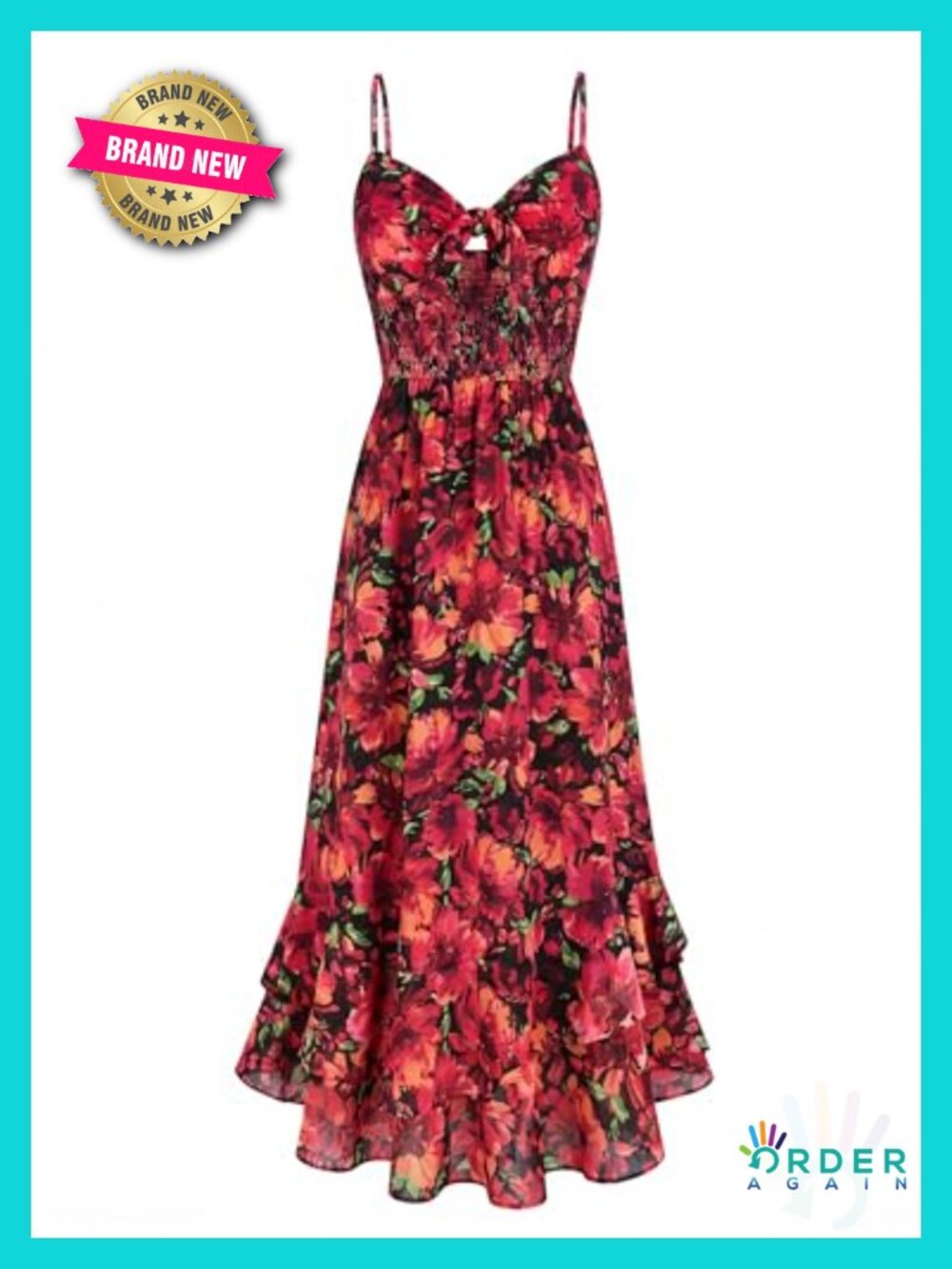 Women's Floral Maxi Sundress Adjustable Straps Smocked Back Pockets